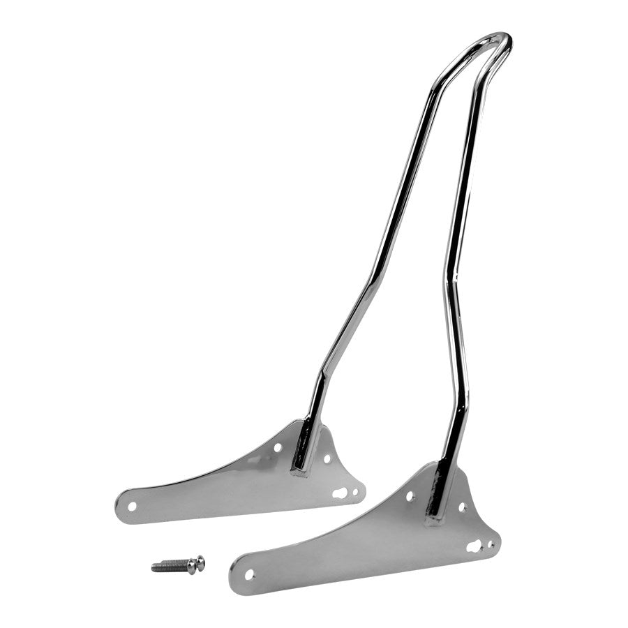 A pair of TC Bros. Dyna 06-17 Kickback Sissy Bar Chrome brackets on a white background, suitable for Harley Davidson.