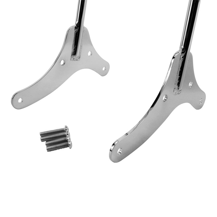 A pair of TC Bros. chrome brackets bolted onto a white background.