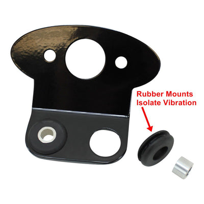A TC Bros. rubber mount with a screw and nut, designed for universal usability and suitable for TC Bros. Cat Eye Side Mount Tail Light/License Plate Bracket brackets.