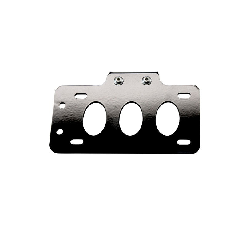 A TC Bros. Side Mount License Plate Bracket (with no light) 20mm (3/4") Axle Mount, suitable for side mount or mounting options.