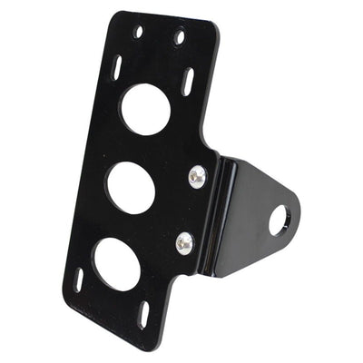 A TC Bros. Side Mount License Plate Bracket (with no light) 20mm (3/4") Axle Mount for a motorcycle.