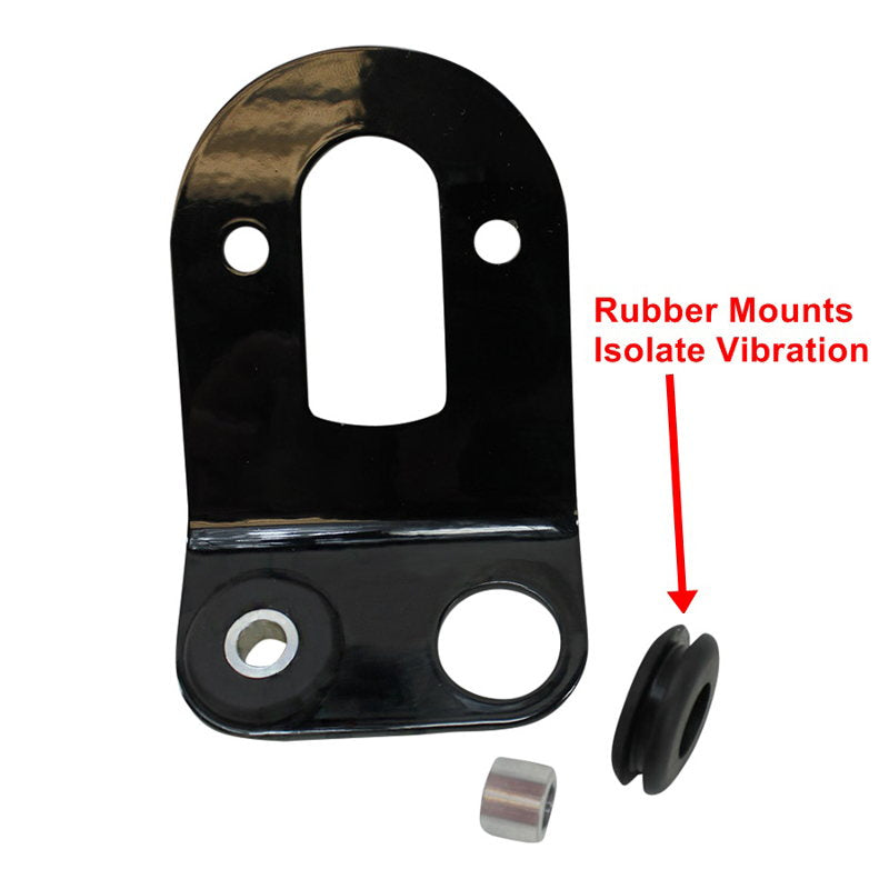 Rubber mounts effectively isolate vibration, including when used as a TC Bros. 33 Ford Replica Side Mount Tail Light/License Plate Bracket for motorcycles.