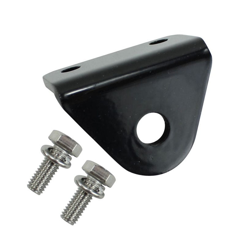 A black TC Bros. Yamaha XS650 Headlight Bracket (Fits 1974-1983) with screws and bolts designed for aftermarket/custom headlights for a Yamaha XS650.