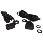 The Moto Iron® LED Handlebar Marker Lights for Softail, Dyna, and Sportster models feature high-intensity amber LEDs with attached wires and include two black rubber washers. Designed with a black finish reminiscent of billet aluminum housings, they combine durability and flair.