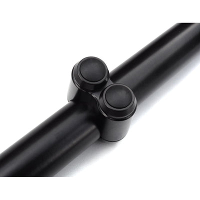 A pair of Motone DUAL BUTTON MICROSWITCH 7/8" METRIC HANDLEBAR - BLACK on a white background.