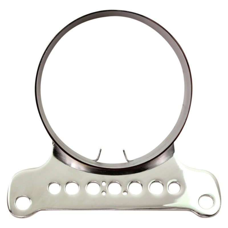 A Biker's Choice Single Gauge Mounting Kit for Sportster 1995-2005 - Chrome, suitable for a chrome gauge mount, on a white background.