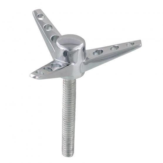 An image of a metal TC Bros. Tri Bar Wing Bolt for Air Cleaners 1/4"-20 Thread on a white background.