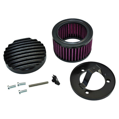Vintage style TC Bros. Finned Black Air Cleaner S&S Super E & G Carbs kit for motorcycle models Honda CBR600RR, CBR650RR, and CBR.