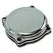 A close-up of a silver LC Fabrications HD CV Carb Cap (polished).