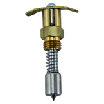 A S&S Cycle brass screw on a white background. The S&S Choke Knob Enrichment Device For Super E & G Carburetors is an enrichment device used in carburetors, specifically S&S Super E.