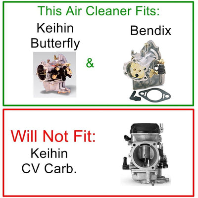 This TC Bros. Finned Raw Air Cleaner Bendix Zenith & Keihin Butterfly Carbs fits blythe butterfly and bendix.