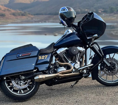 SP Concepts Road Glide with improved performance, featuring a high-quality SP Concepts Big Bore Exhaust Twin Cam Touring 96-16 (stainless) exhaust system.