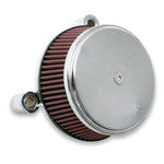 A chrome air filter, the Arlen Ness Big Suckerâ„¢ Stage 1 Air Filter Kit - '01-'17 Twin Cam EFI & '99-'06 CV Carb - Chrome, on a white background.