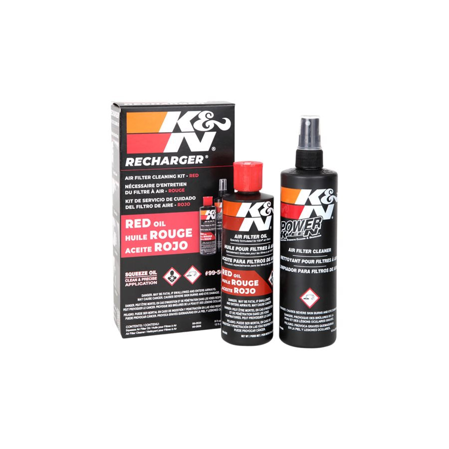 K&N Recharger Air Filter Cleaner/Oil Kit improves airflow efficiency by using an oiled cotton air filter and a maintenance system.
