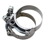 A pair of Mid-USA Stainless Exhaust Manifold Clamps for Harley Panhead 1948/1965 HD# 27063-57 (PAIR) on a white background.