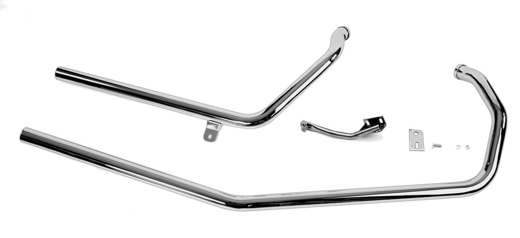 Chrome handlebars for a Harley-Davidson motorcycle with Moto Iron® Harley Sportster Upsweep Exhaust Pipes for &