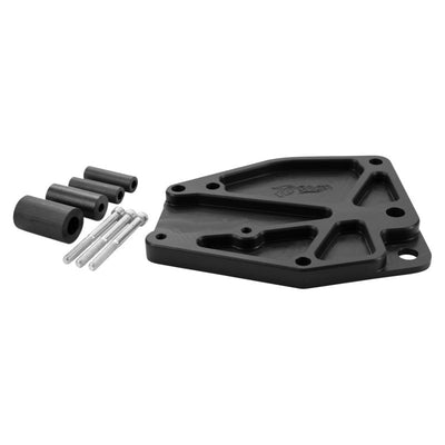A black TC Bros. Billet Sprocket Cover for 86-03 Sportster with screws and bolts.