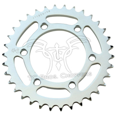 A JT Sprockets Yamaha XS650 Rear Sprocket 34T Fits All Years (stock size usa models) on a white background.