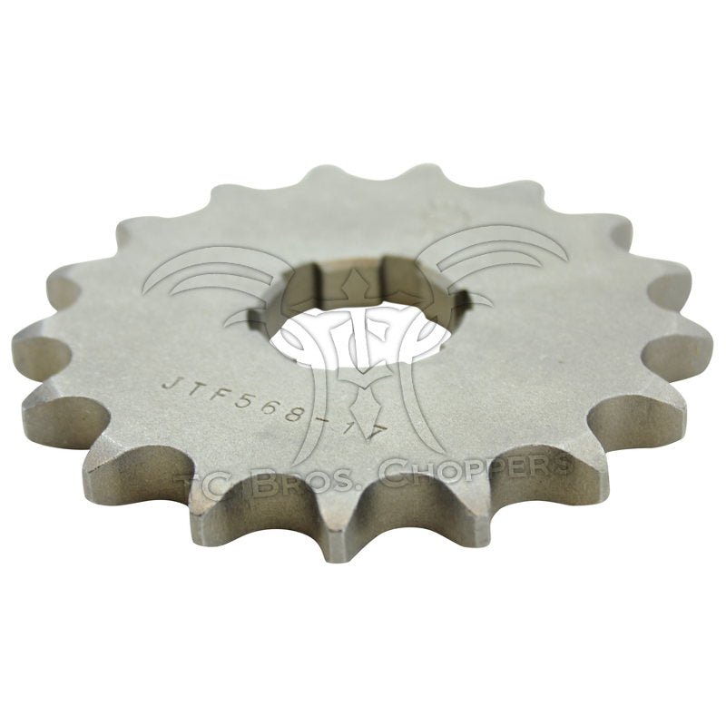 A JT Sprockets Yamaha XS650 Front Sprocket 17T Fits All Years (stock size usa models) on a white background.