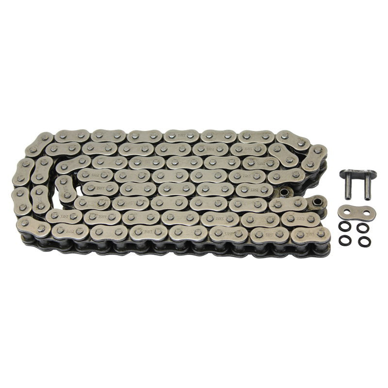 The TC Bros. 530 Heavy Duty X-Ring Motorcycle Chain 120 Links, known for its high Tensile Strength, is showcased against a white background.