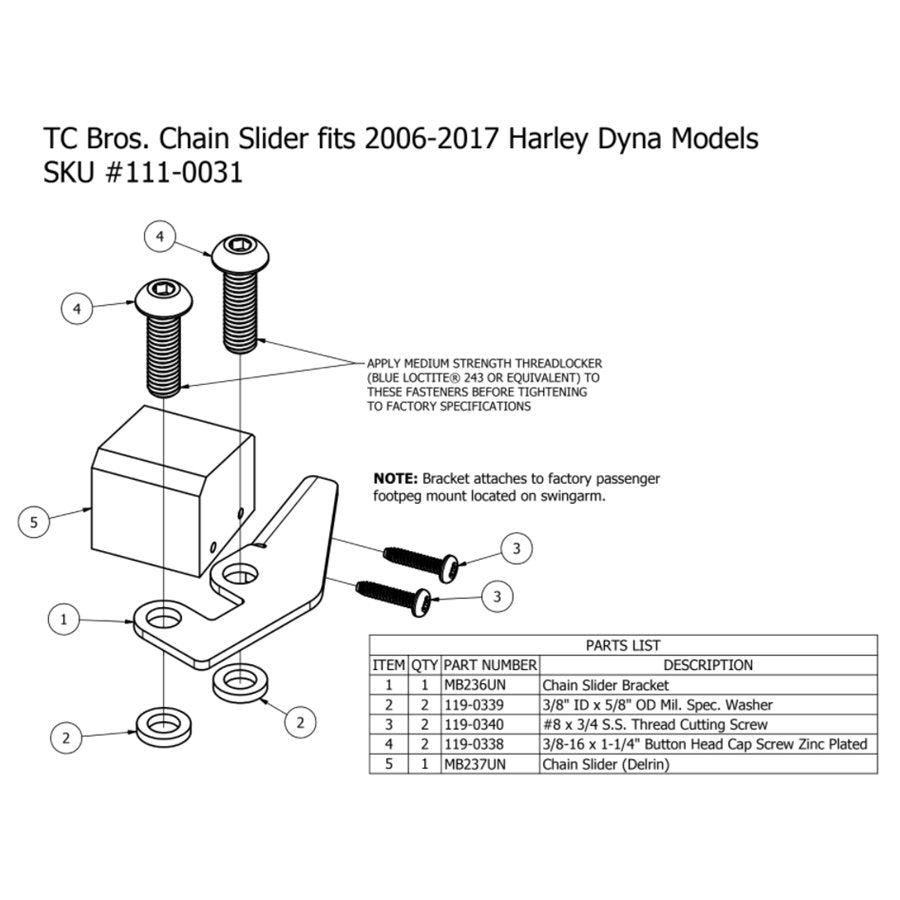 TC Bros. Chain Slider 2006-2017 Harley Dyna for 2017 Harley Davidson Dyna offering chain drive kits.