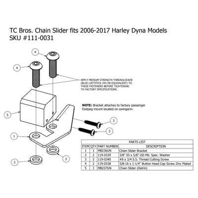TC Bros. Chain Slider 2006-2017 Harley Dyna for 2017 Harley Davidson Dyna offering chain drive kits.