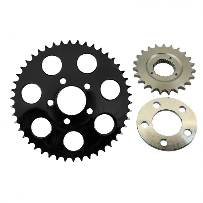A TC Bros. Belt to Chain Conversion kit fits 1991 - 1994 XL Sportster Models (Black Sprocket) on a white background.