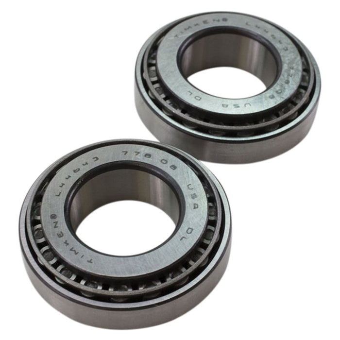 Two TC Bros. Ironhead Sportster Steering Neck Cup Conversion Bearings 7/8 to 1 on a white background.