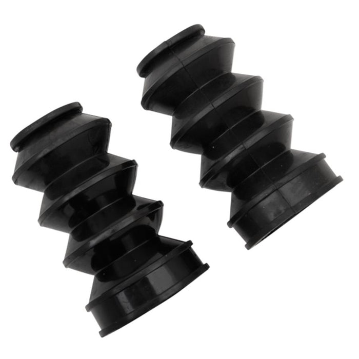 Two HardDrive 39mm Fork Boot Gaiters, 5" long and black rubber with accordion style, protect shock absorbers or steering parts on Harley models such as the Sportster.