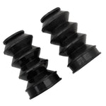 Two HardDrive 39mm Fork Boot Gaiters, 5" long and black rubber with accordion style, protect shock absorbers or steering parts on Harley models such as the Sportster.