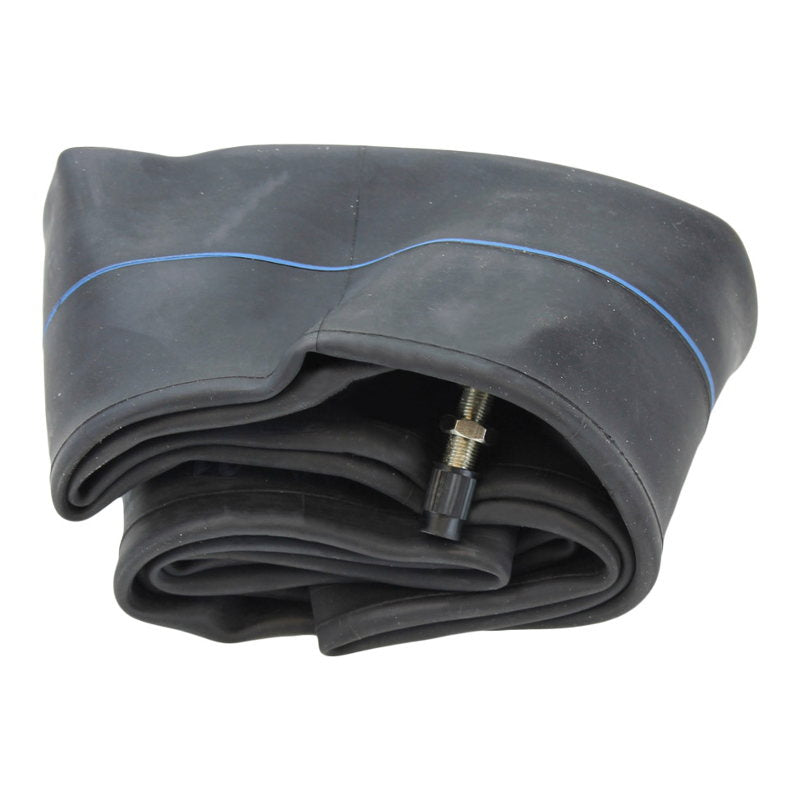 A Sedona Front Inner Tube 2.75/3.00-21, featuring a black tube with a blue stripe on it.