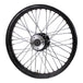 A Moto Iron® black front 40 spoke wheel on a white background.