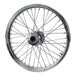 The Moto Iron® 19” × 2.15” Front Wheel for 1984-1999 Harley-Davidson Big Twin, featuring chrome spokes and a central hub, is shown side view on a white background.