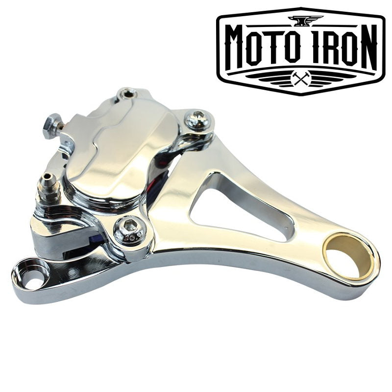 The Moto Iron® Springer Front End Brake Caliper Kit Right Side Chrome is shown on a white background.
