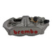 A Brembo M4 Radial Brake Caliper Right Side Silver 4 Piston with the word Brembo on it.