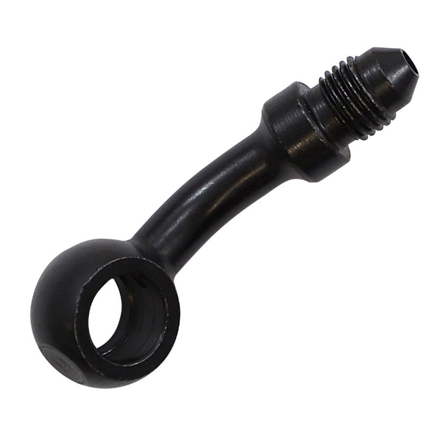 A Goodridge 3/8" (10mm) 35 Degree Banjo Brake Line Fitting - Black nut with a black thread on it for banjo bolts and brake lines fittings.