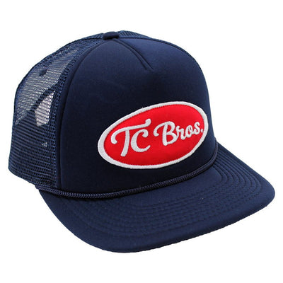TC Bros. Ol' Pete Trucker Hat - Navy with an embroidered patch.