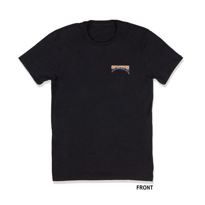A black TC Bros. Drifter T-Shirt with an orange logo on it.
