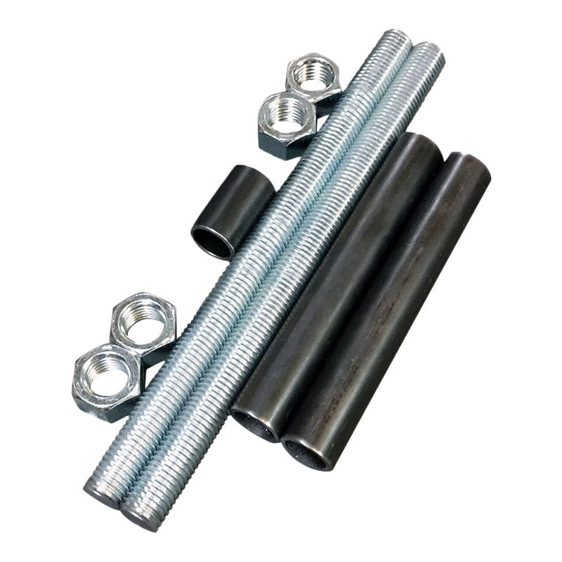 A set of 1 inch Diameter Axle and Spacer Kit for Chop Source Frame Jigs on a white background.