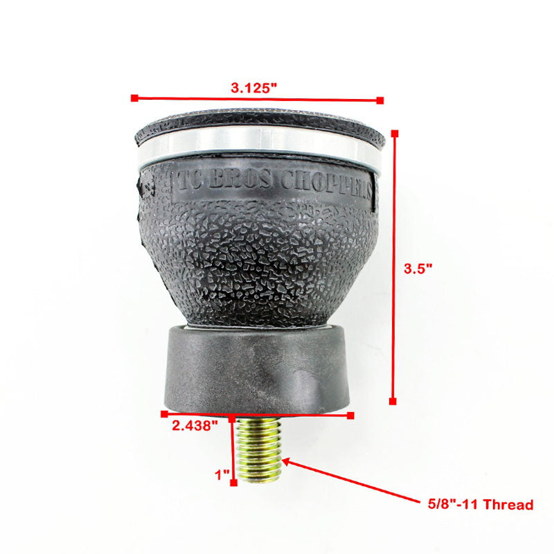 A diagram showing the dimensions of a TC Bros. Choppers Air Spring threaded nut with adjustability.