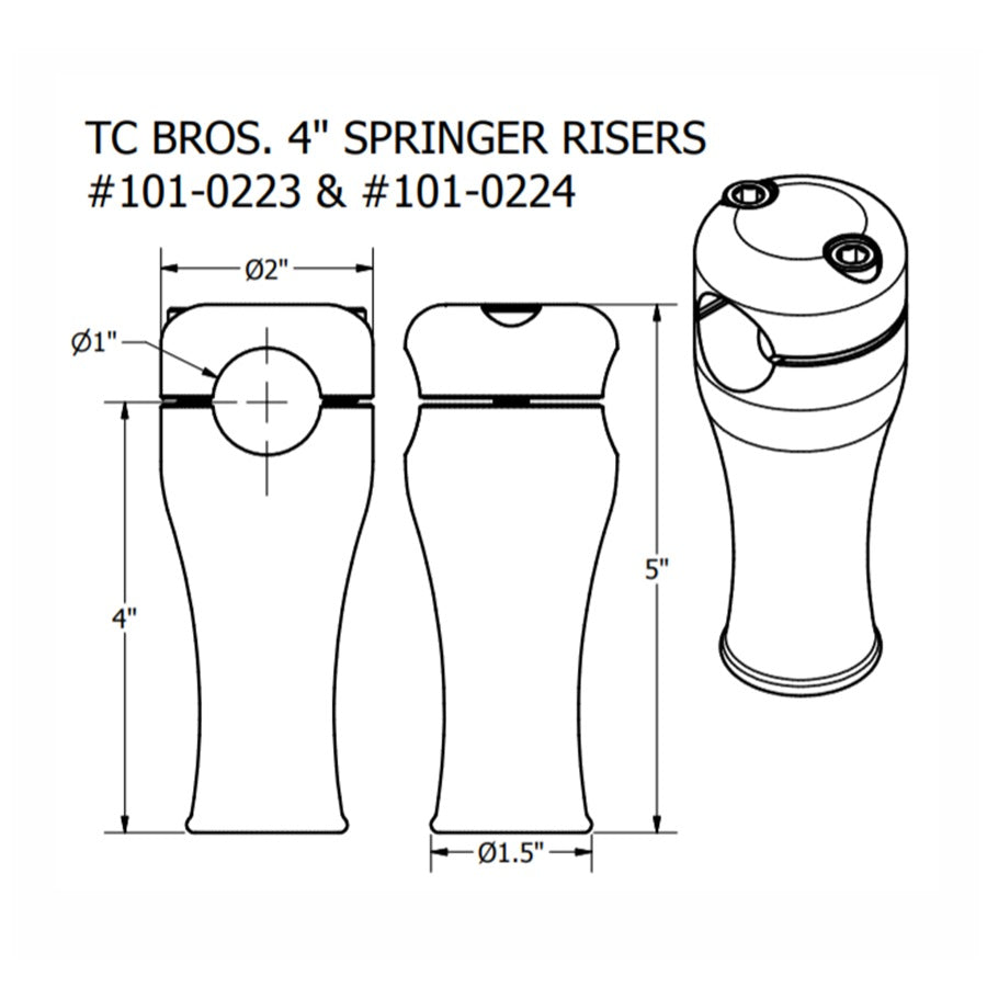 TC Bros. 4" Chrome Springer Risers for 1" Diameter Handlebars by TC Bros. are the perfect addition to your motorcycle, especially if you have 1" diameter handlebars.