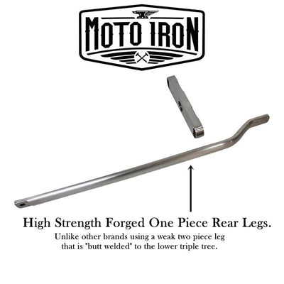 Moto Iron offers an affordable quality Moto Iron® Springer Front End -4" Under Black fits Harley Davidson, featuring their high strength forged one piece rear leg.