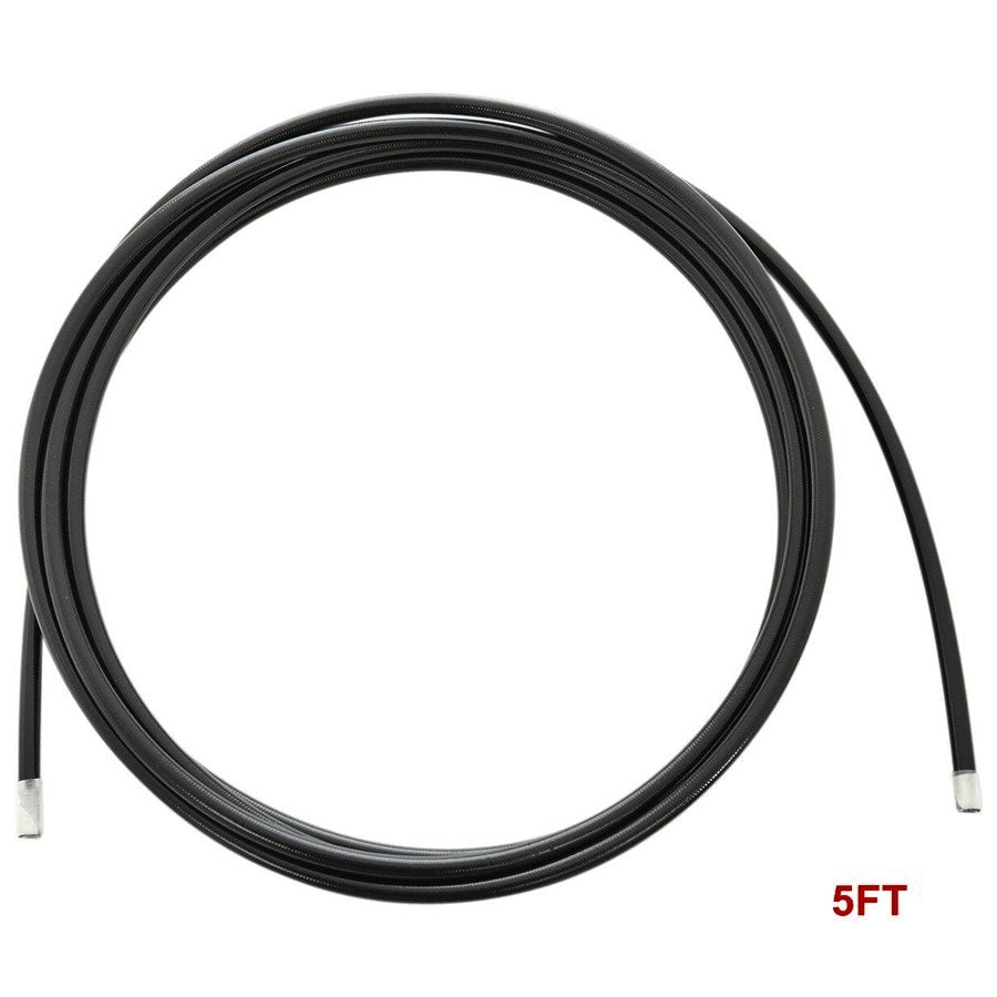 A Goodridge Stainless Braided Brake Line (Cut To Length) - Black Coated - 5ft (size -3) with a Teflon liner for high performance brake applications.