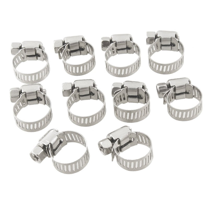 Mid-USA Fuel and Oil Line Stainless Hose Clamps For 7/16" TO 11/16" OD Hose (10 Pack) HD