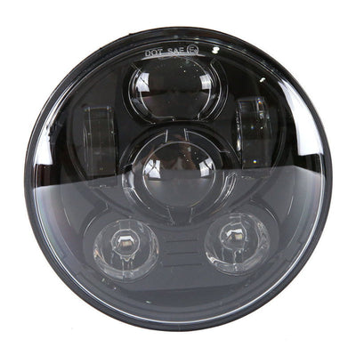 A black Moto Iron® 5-3/4" 45 watt LED Headlight Conversion Bulb on a white background.