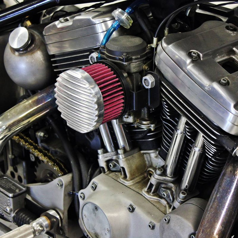 Vintage-style TC Bros. Finned Polished Air Cleaner S&S Super E & G Carbs Harley Davidson air cleaner.