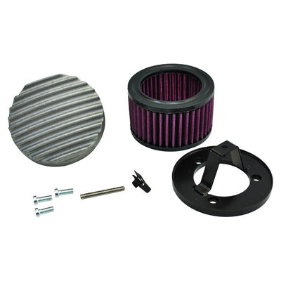 TC Bros. Finned Raw Air Cleaner Bendix Zenith & Keihin Butterfly Carbs kit for a motorcycle.