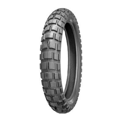 Shinko 804 Dual Sport front tire on a white background.
