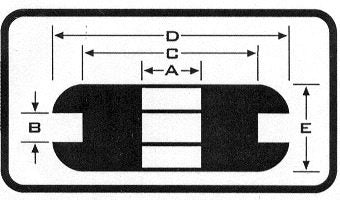 A diagram showing the dimensions of a Moto Iron® Sportster Gas Tank Rubber Mounting Kit.