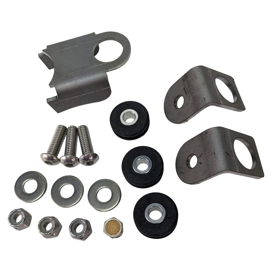 A set of TC Bros. Horseshoe Oil Tank For 1982-2003 Sportster Hardtail Kit bolts, nuts, and washers for a motorcycle bracket.